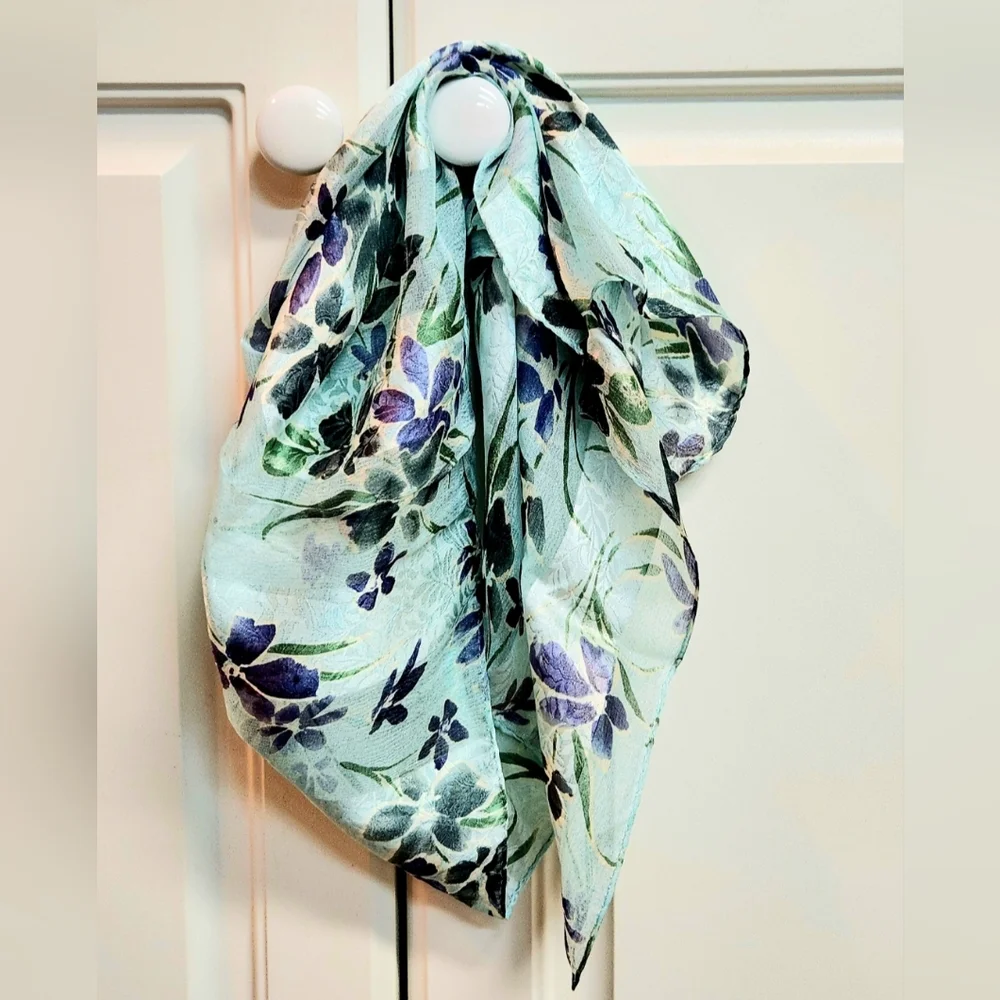 Bloomingdale's Floral Silk Neck Scarf - Picture 3 of 3